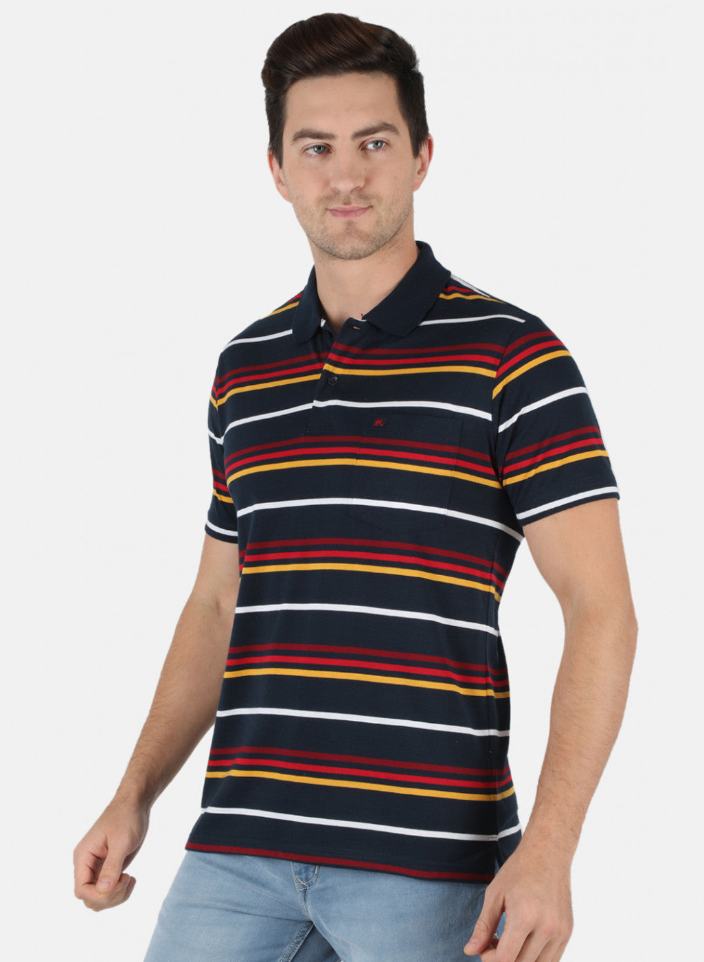 Men NAvy Blue Stripe T-Shirt