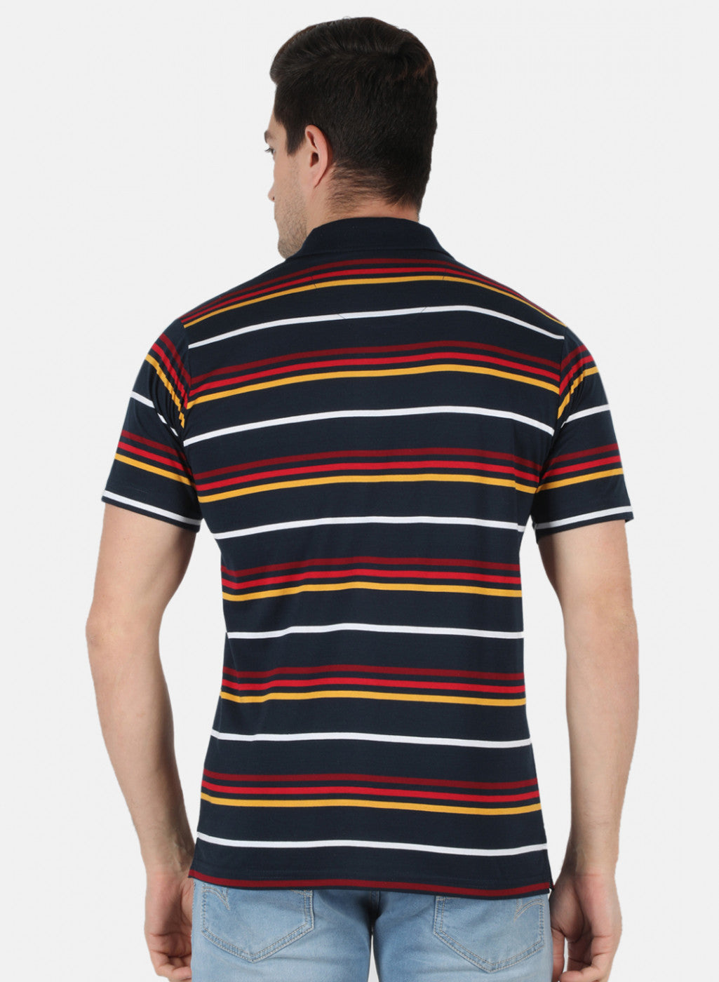 Men NAvy Blue Stripe T-Shirt