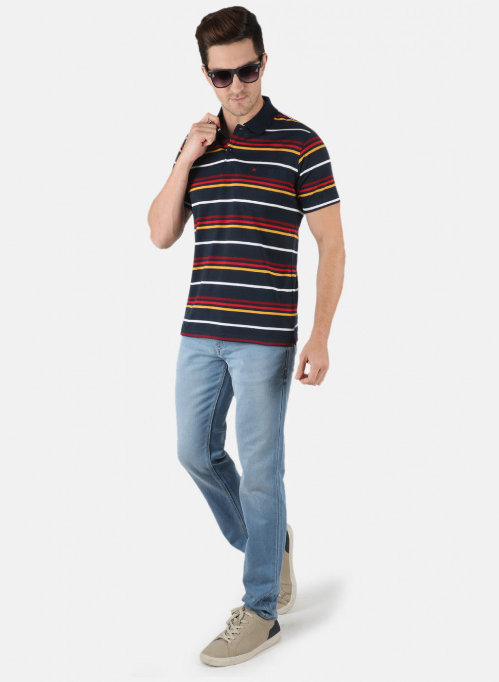 Men NAvy Blue Stripe T-Shirt