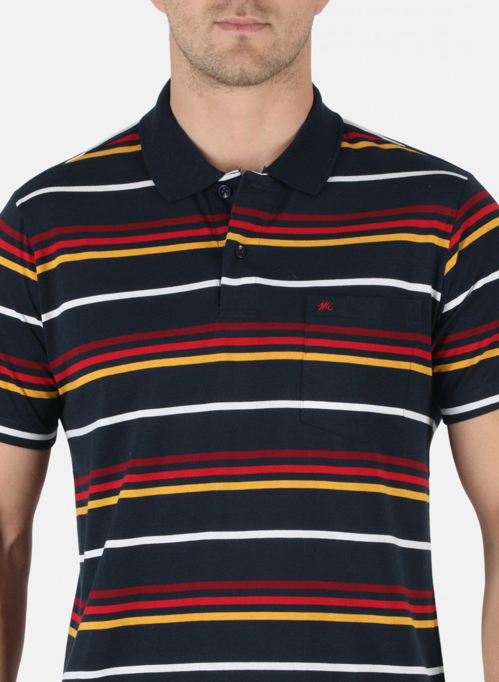 Men NAvy Blue Stripe T-Shirt