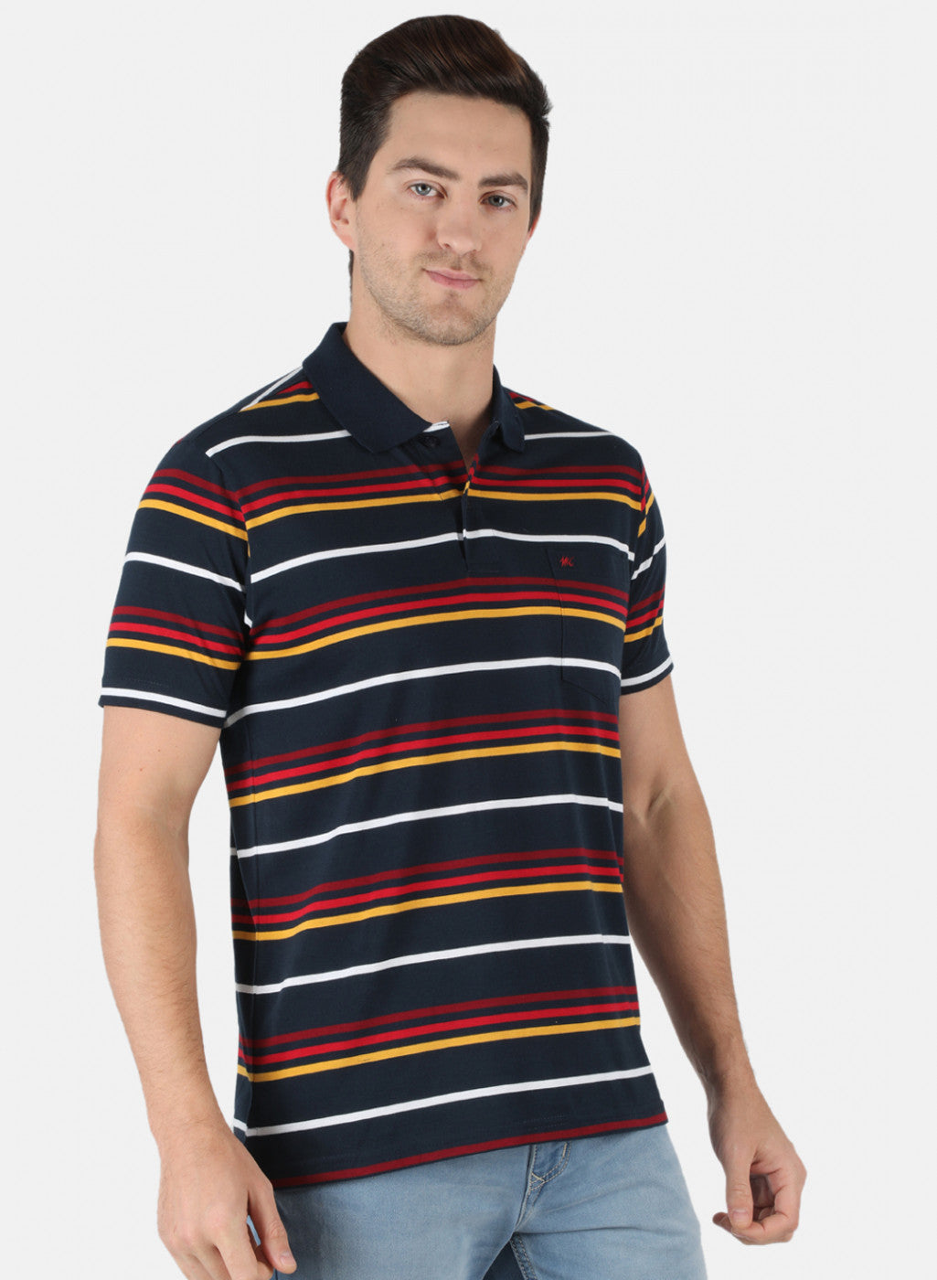 Men NAvy Blue Stripe T-Shirt