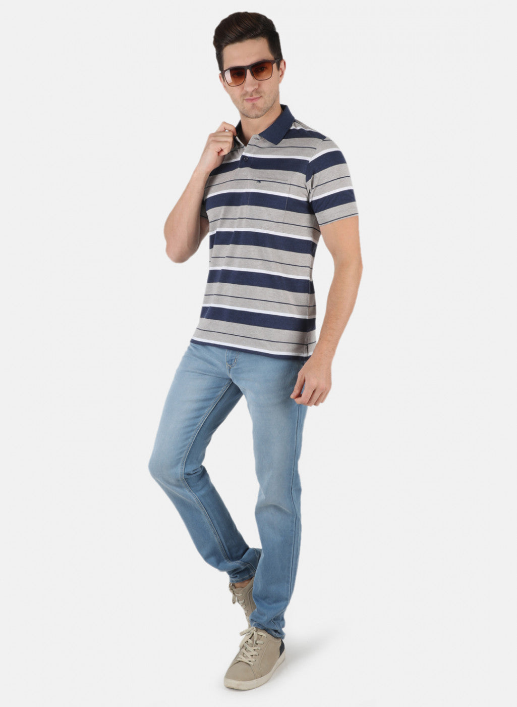 Men Blue Stripe T-Shirt