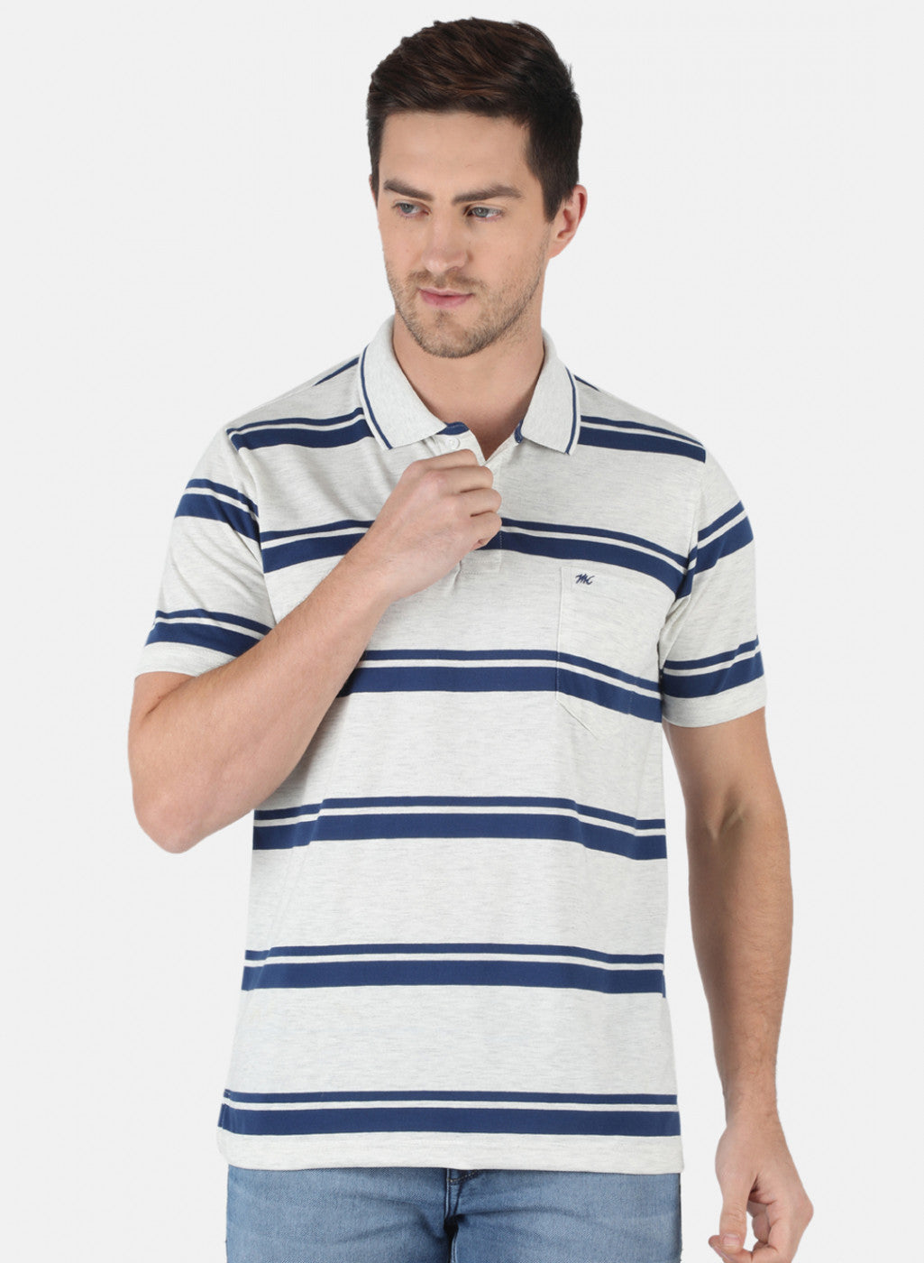 Men Grey Stripe T-Shirt