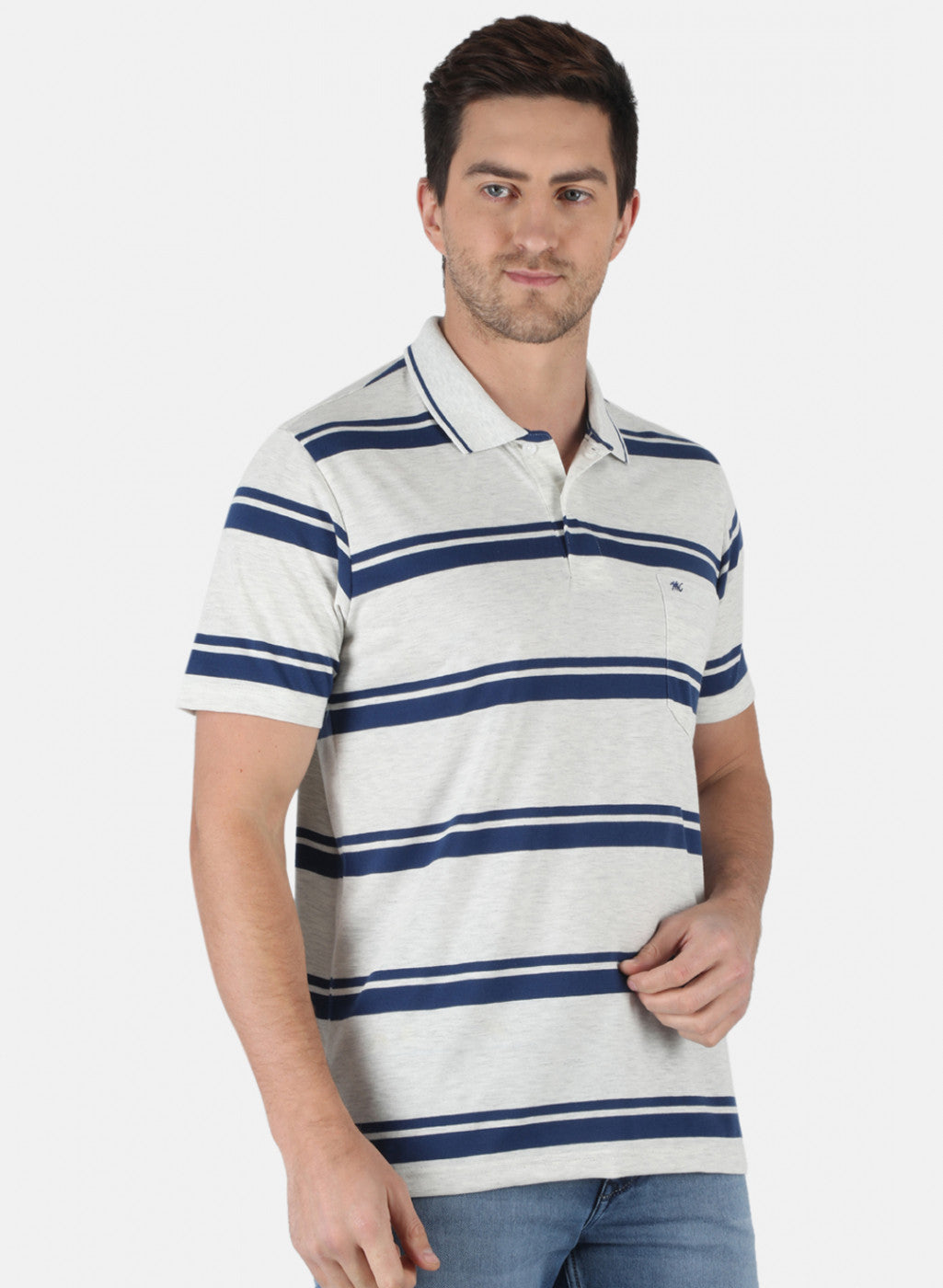 Men Grey Stripe T-Shirt