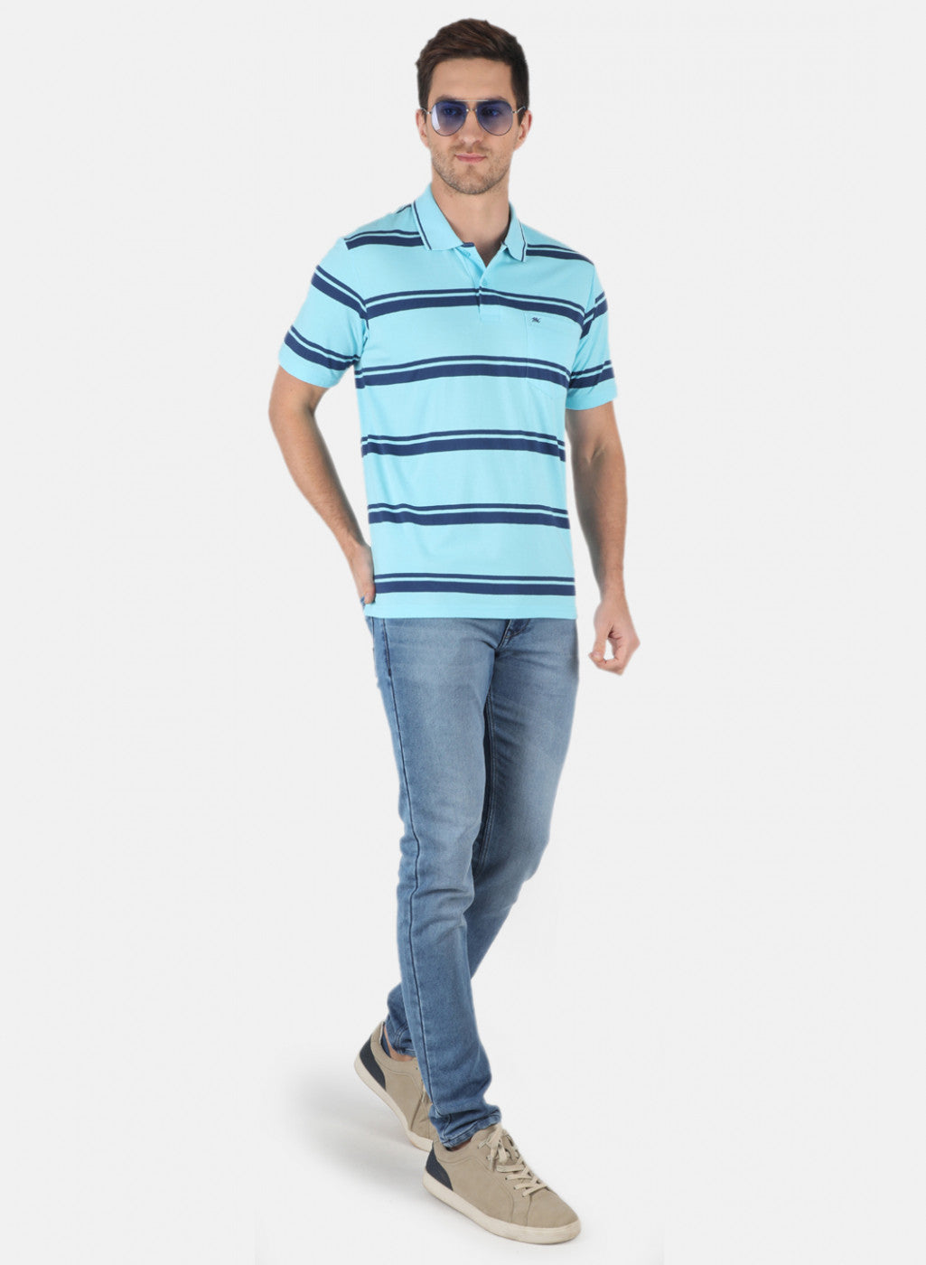 Men Blue Stripe T-Shirt