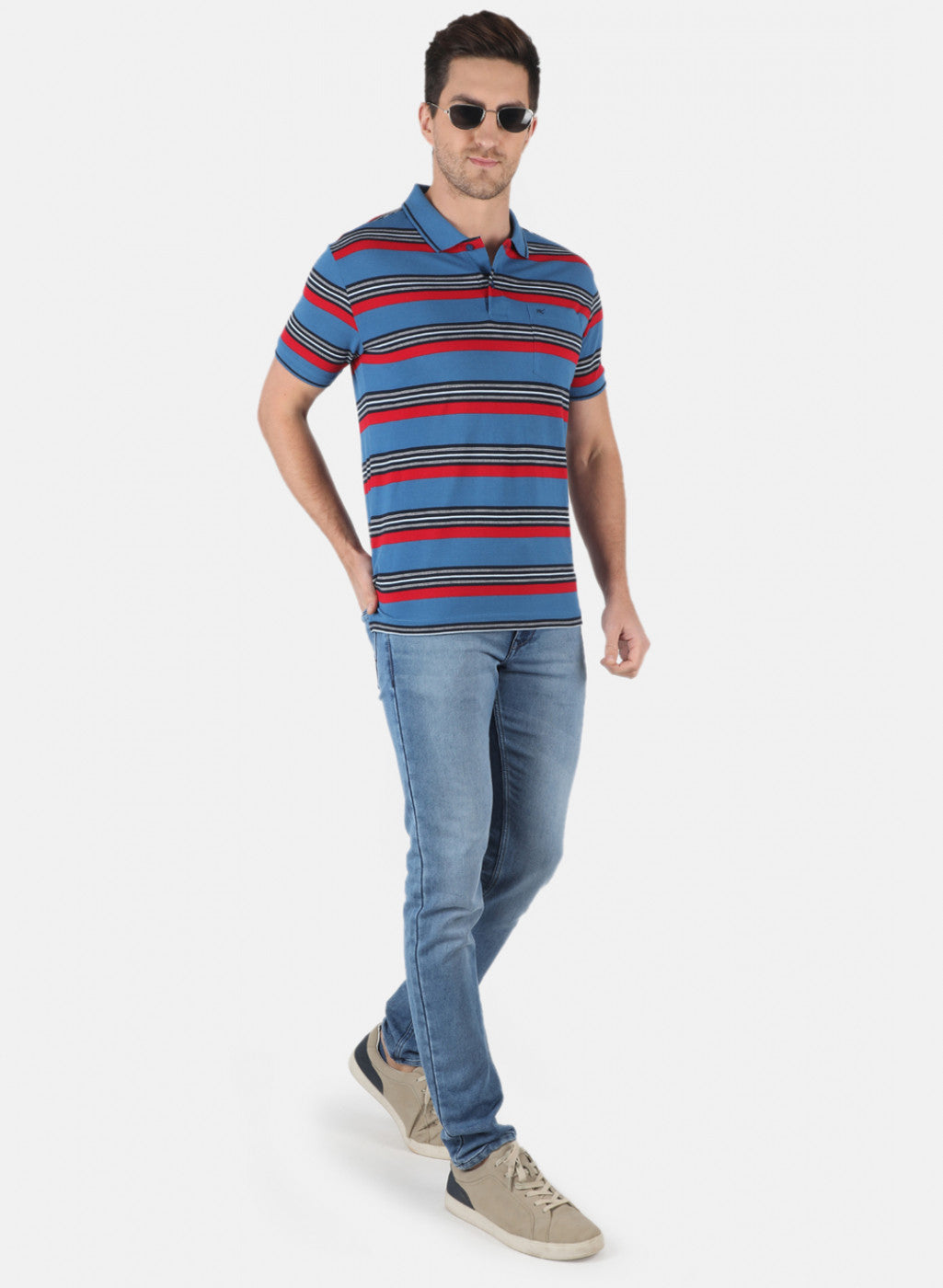 Men Blue Stripe T-Shirt