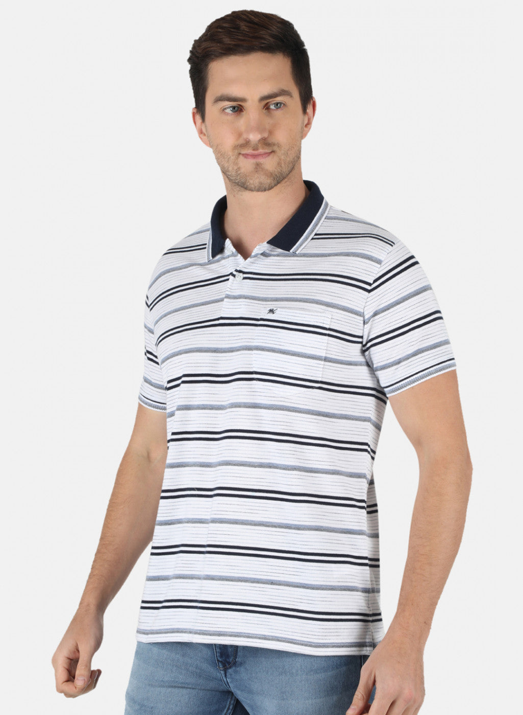 Men White Stripe T-Shirt