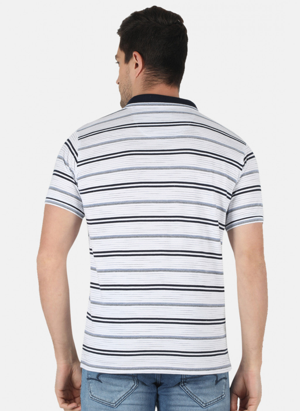 Men White Stripe T-Shirt