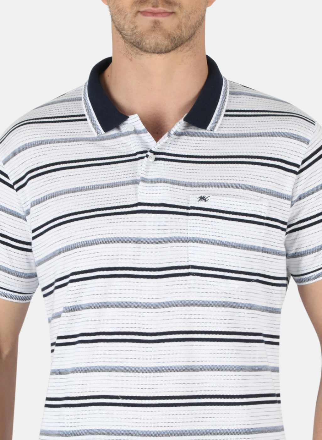 Men White Stripe T-Shirt