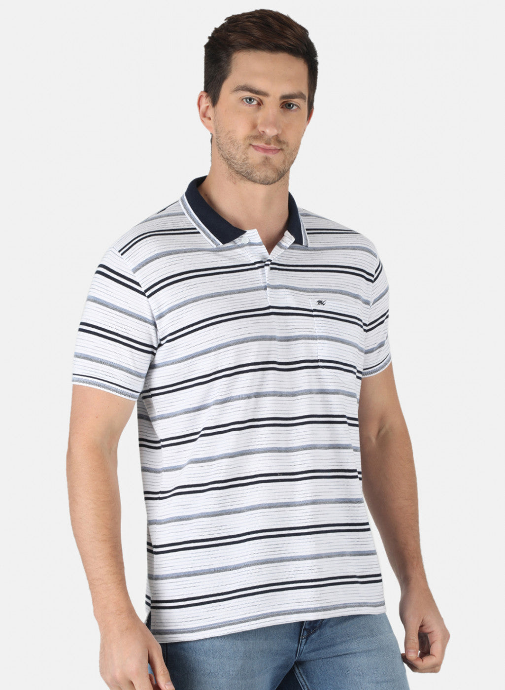 Men White Stripe T-Shirt