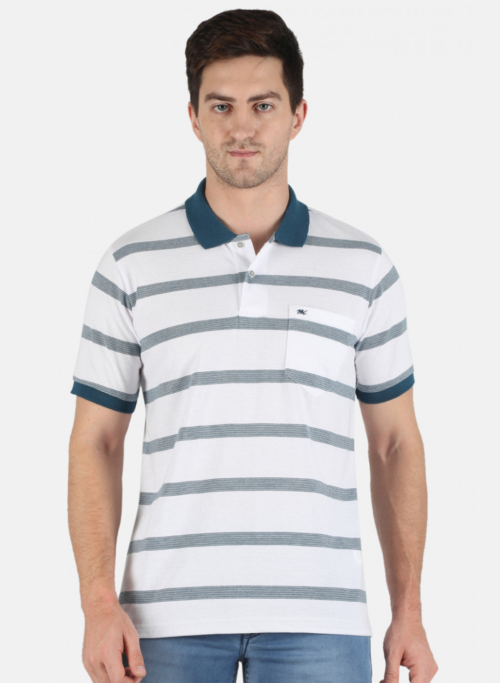 Men White Stripe T-Shirt