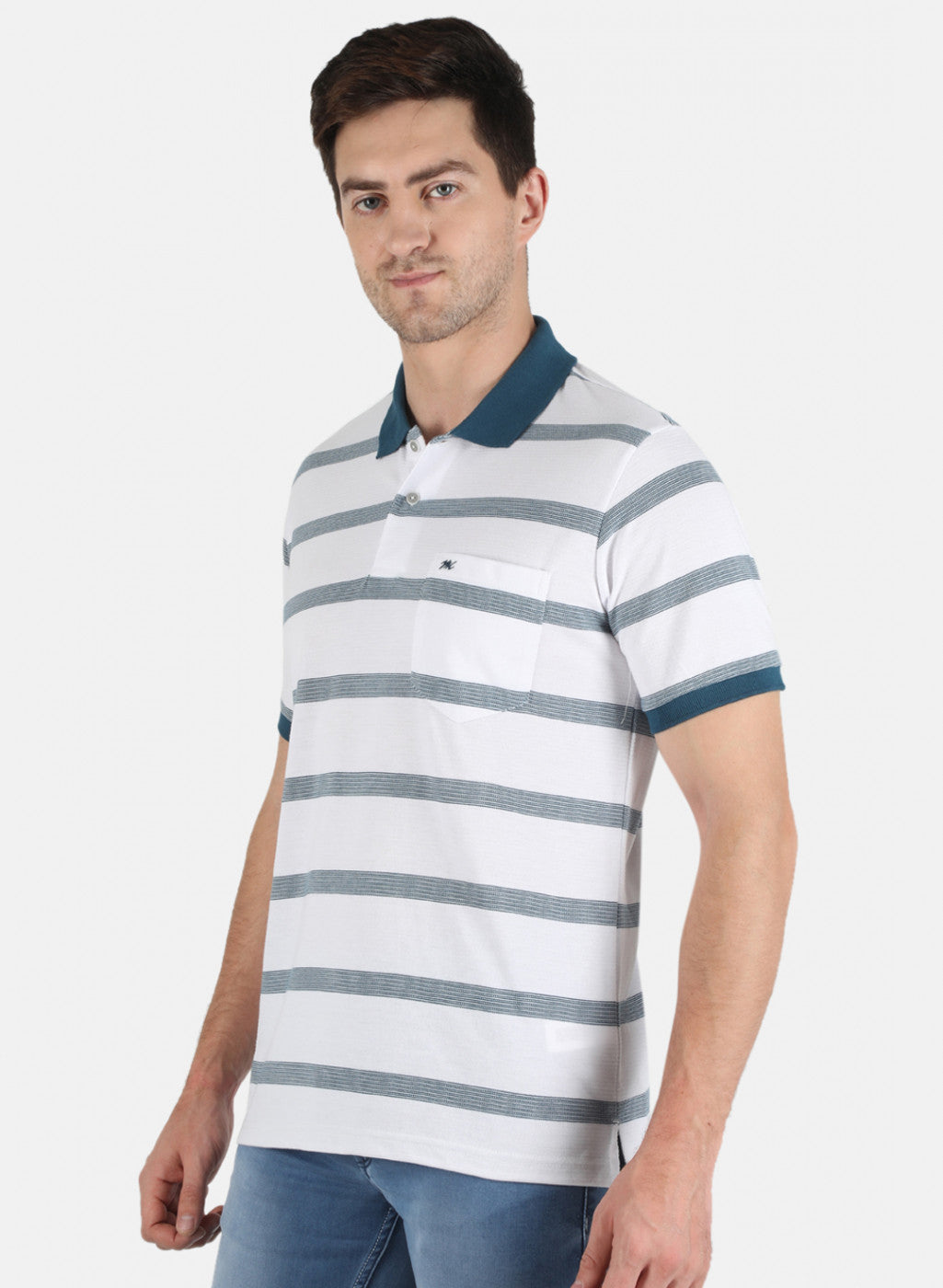 Men White Stripe T-Shirt