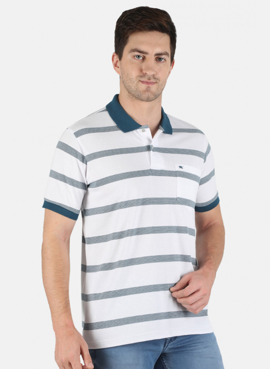 Men White Stripe T-Shirt