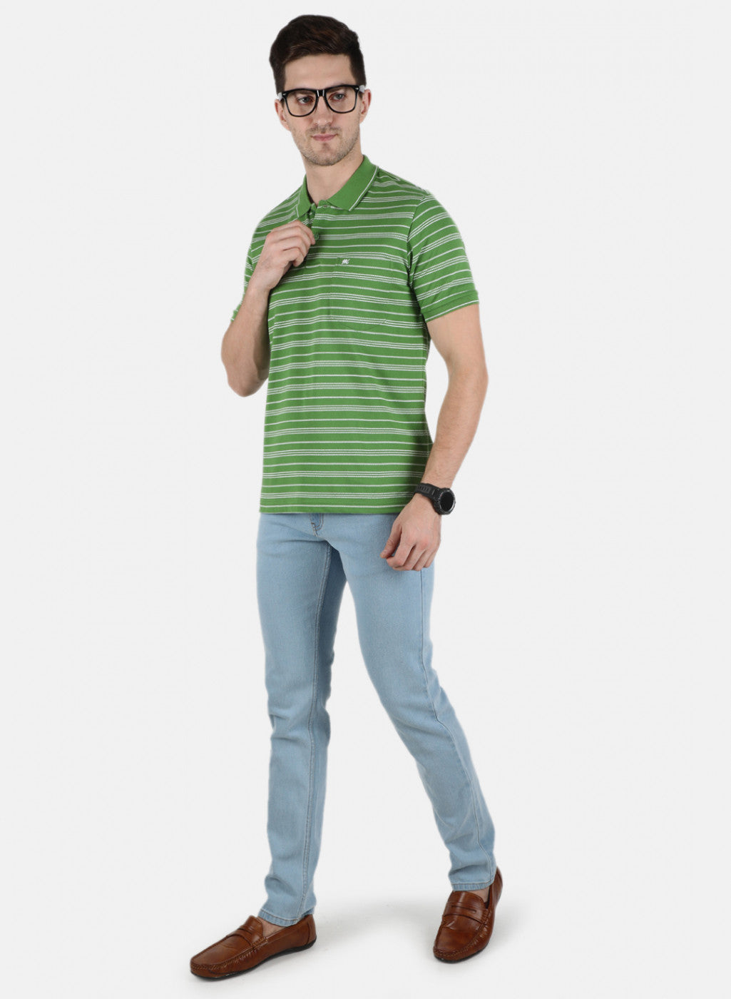 Men Green Stripe T-Shirt