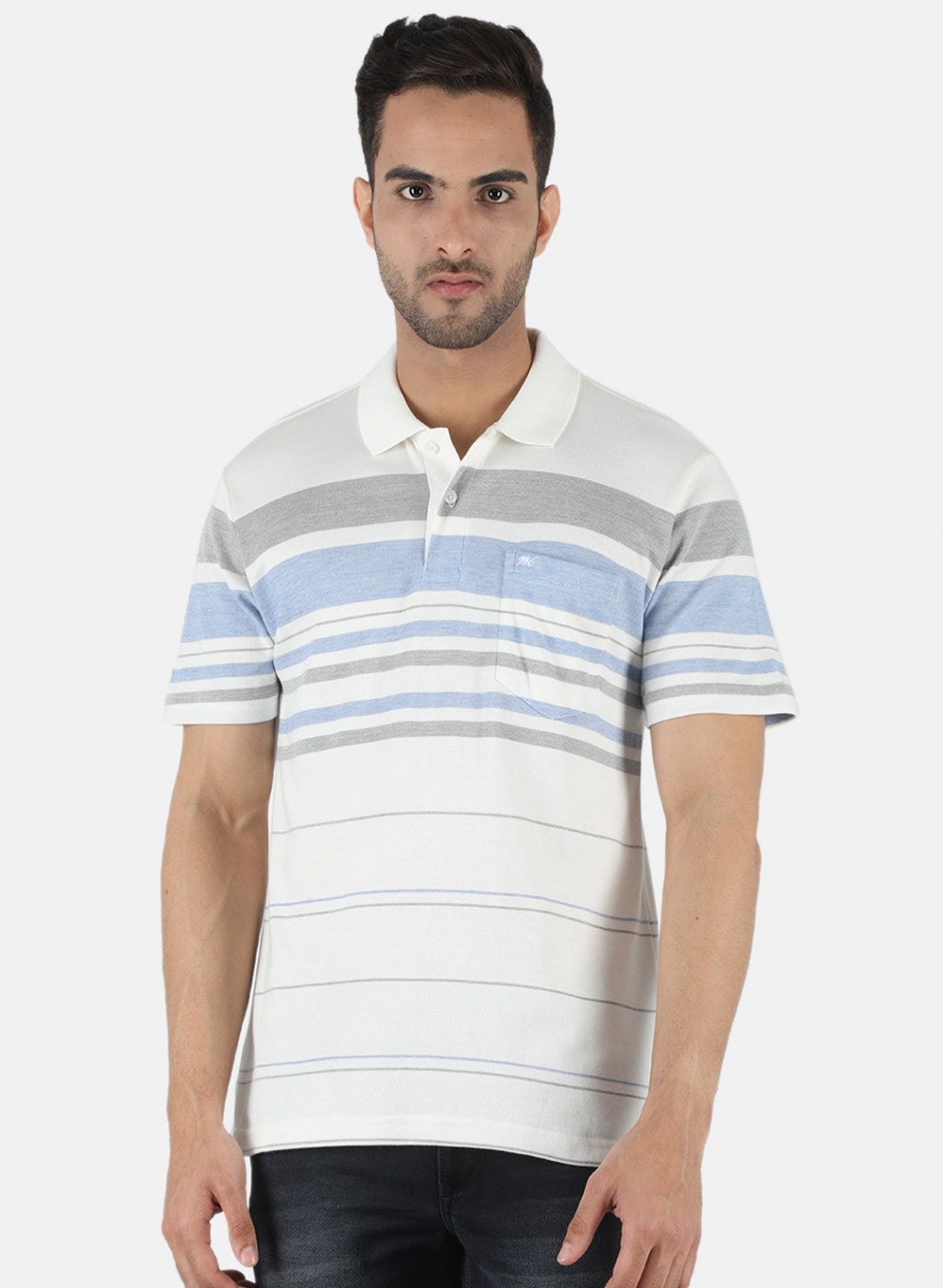 Men White Stripe T-Shirt