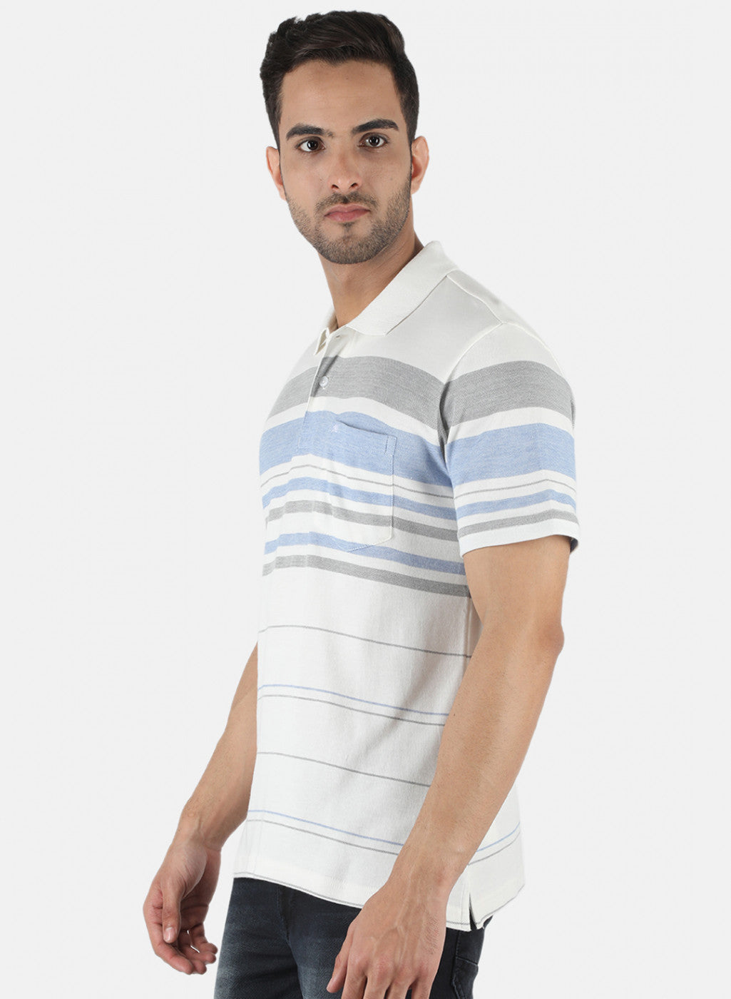 Men White Stripe T-Shirt