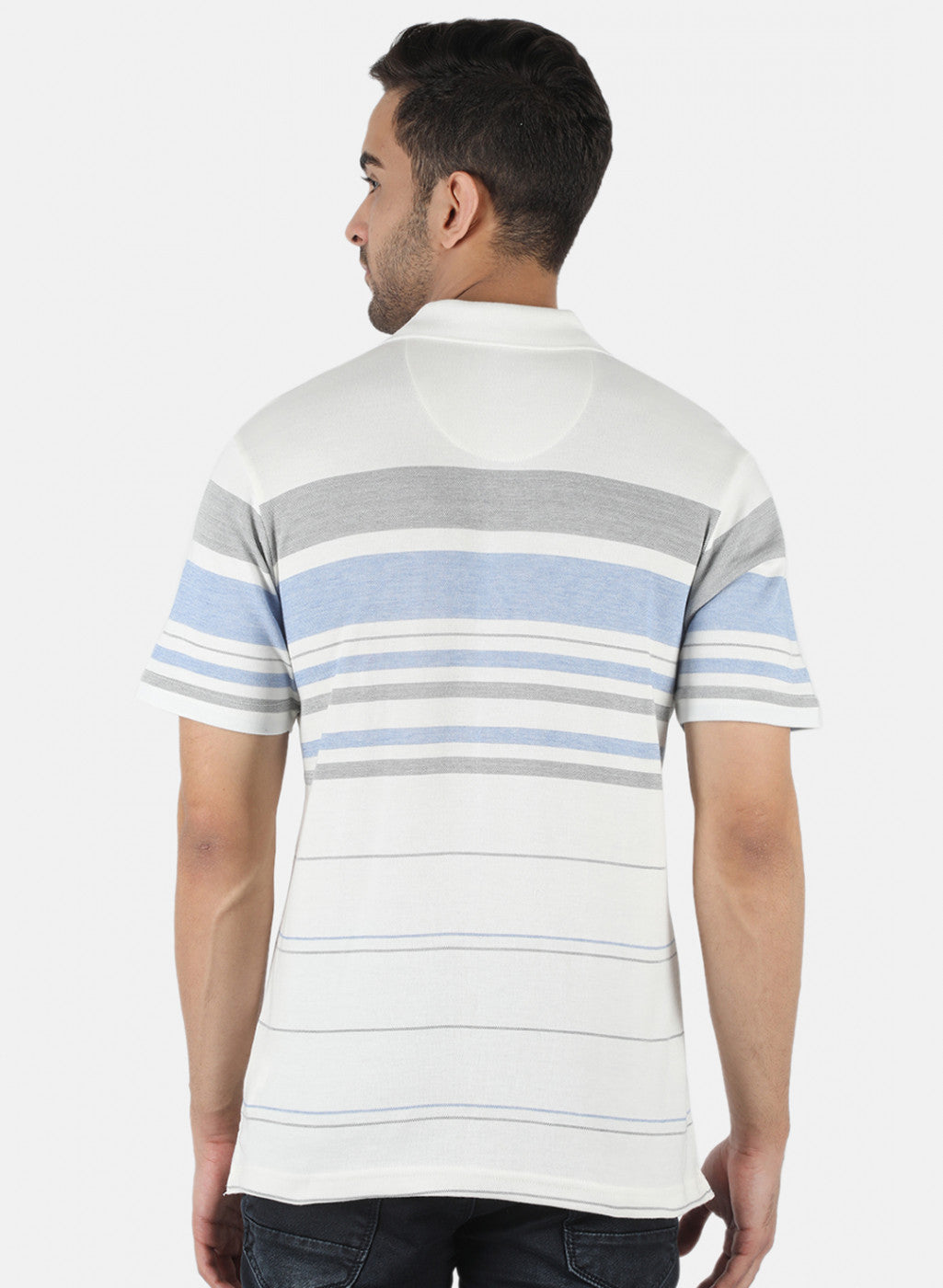 Men White Stripe T-Shirt