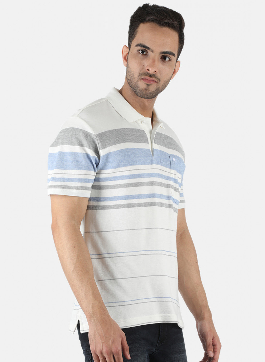 Men White Stripe T-Shirt