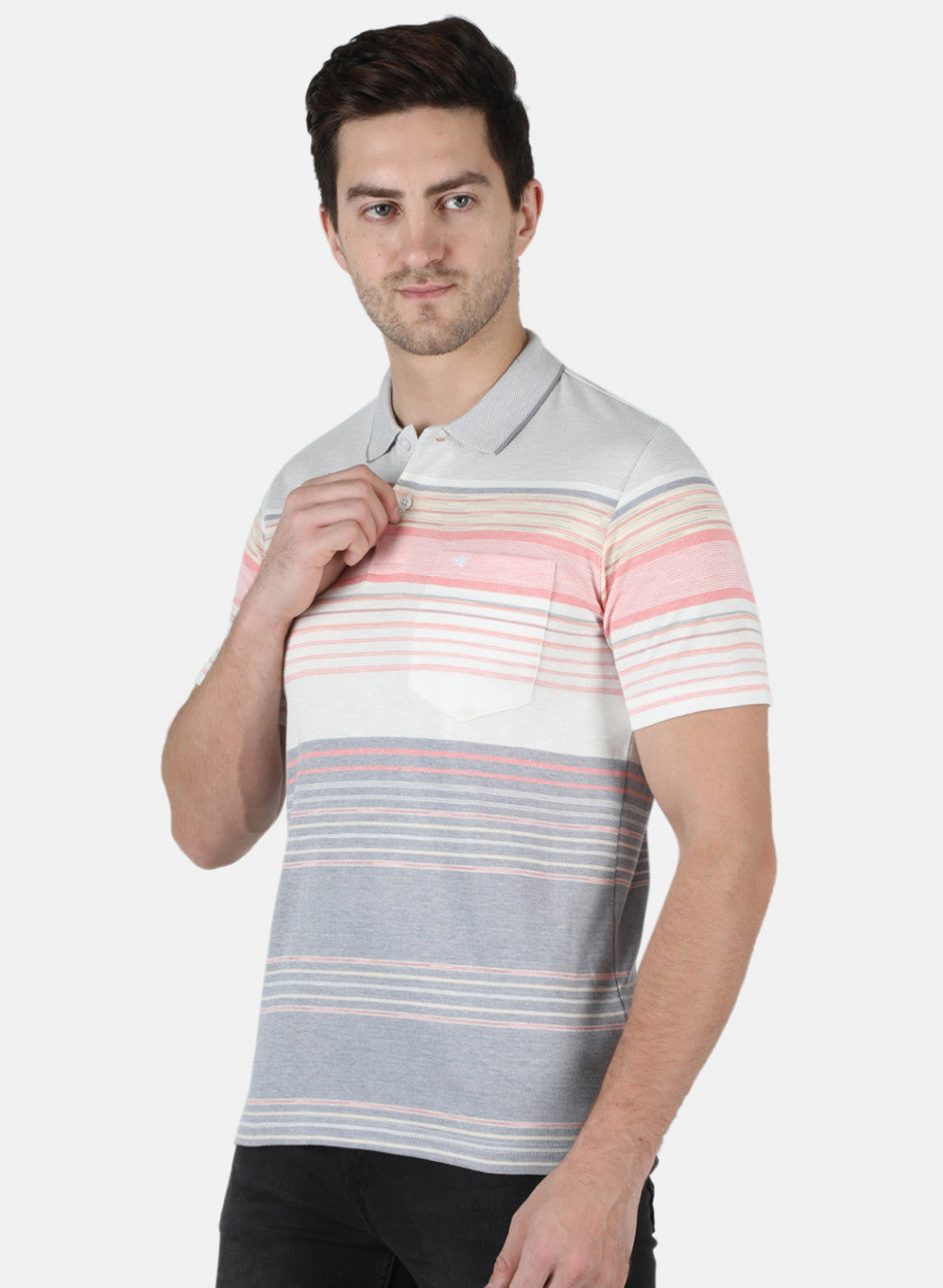 Men Pink Stripe T-Shirt