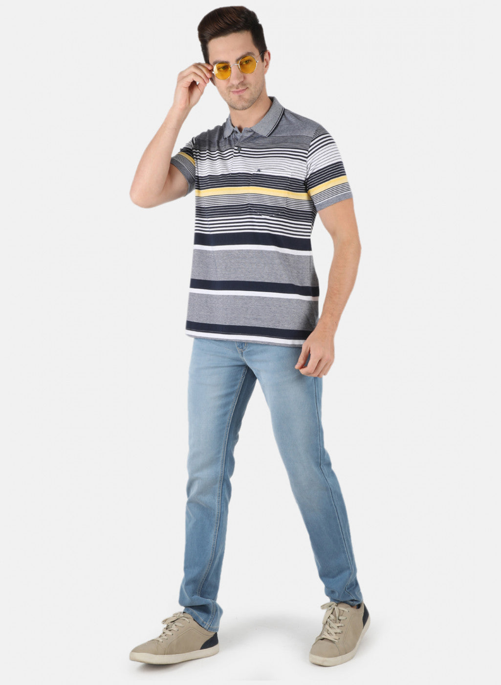 Men Multicolor Stripe T-Shirt