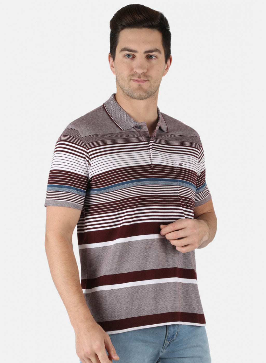 Men Maroon Stripe T-Shirt