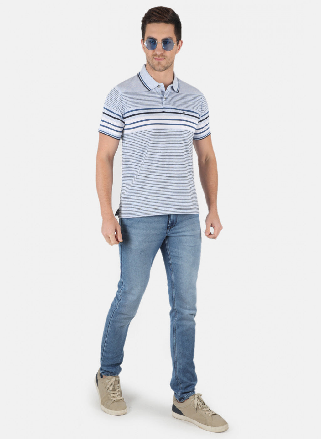 Men Blue Stripe T-Shirt