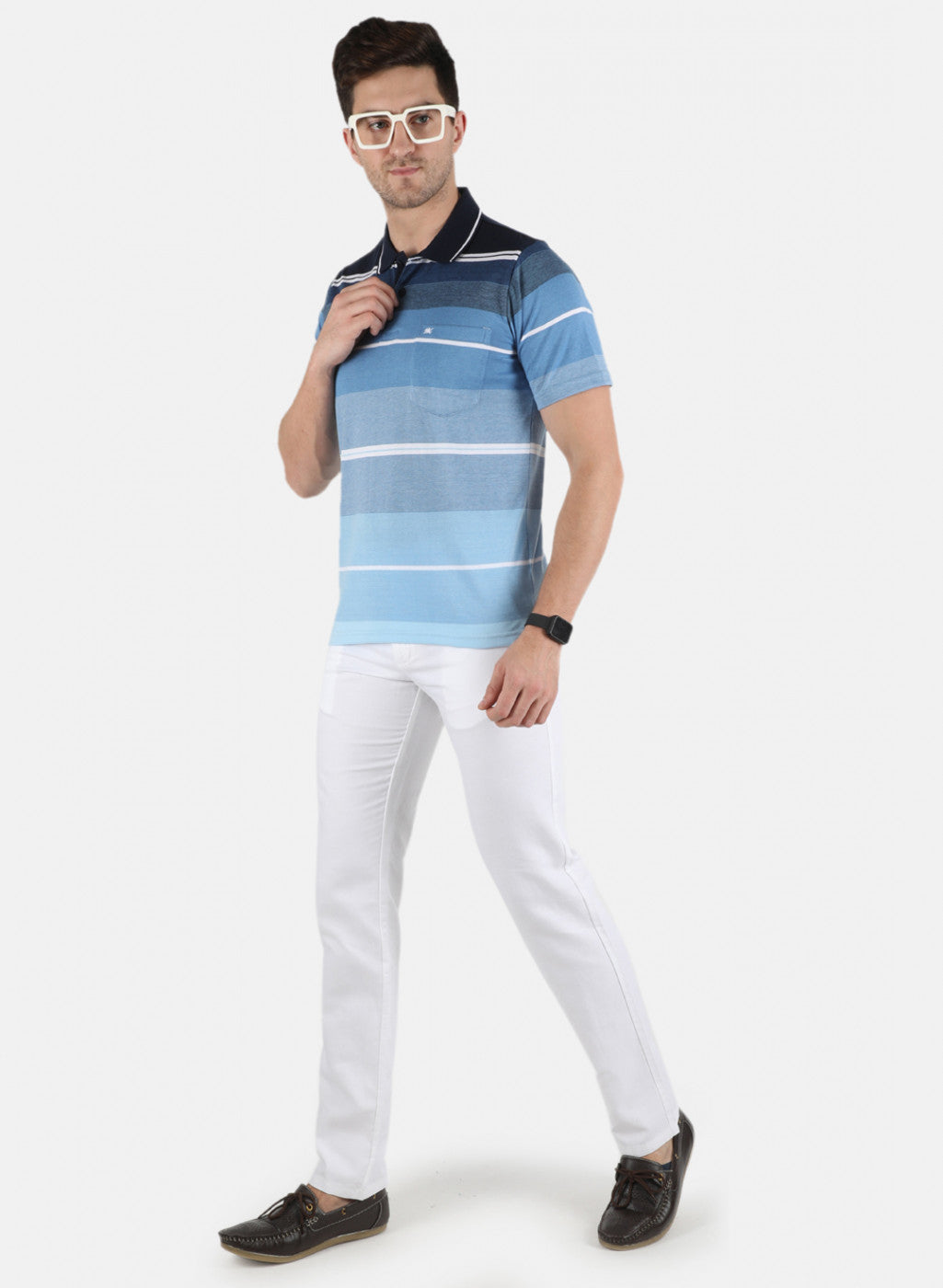 Men Blue Stripe T-Shirt