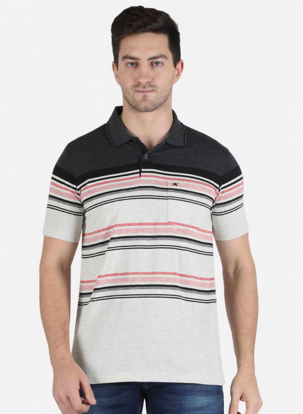 Men Grey Stripe T-Shirt