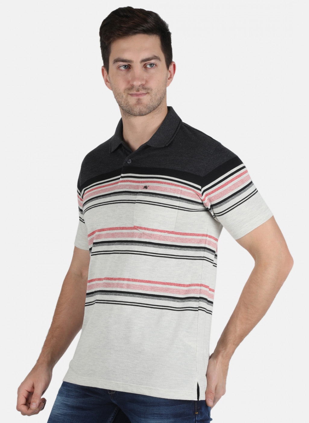 Men Grey Stripe T-Shirt