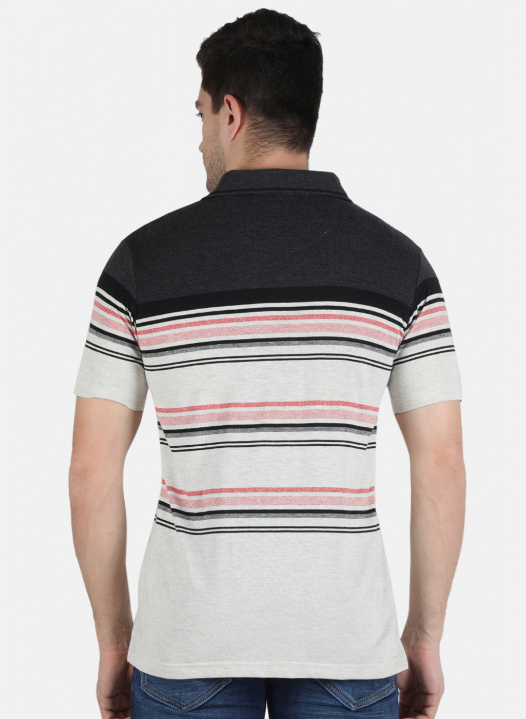 Men Grey Stripe T-Shirt