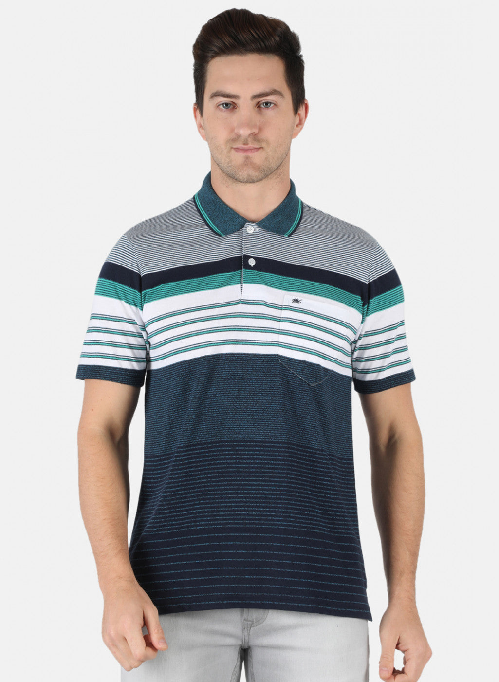 Men NAvy Blue Stripe T-Shirt