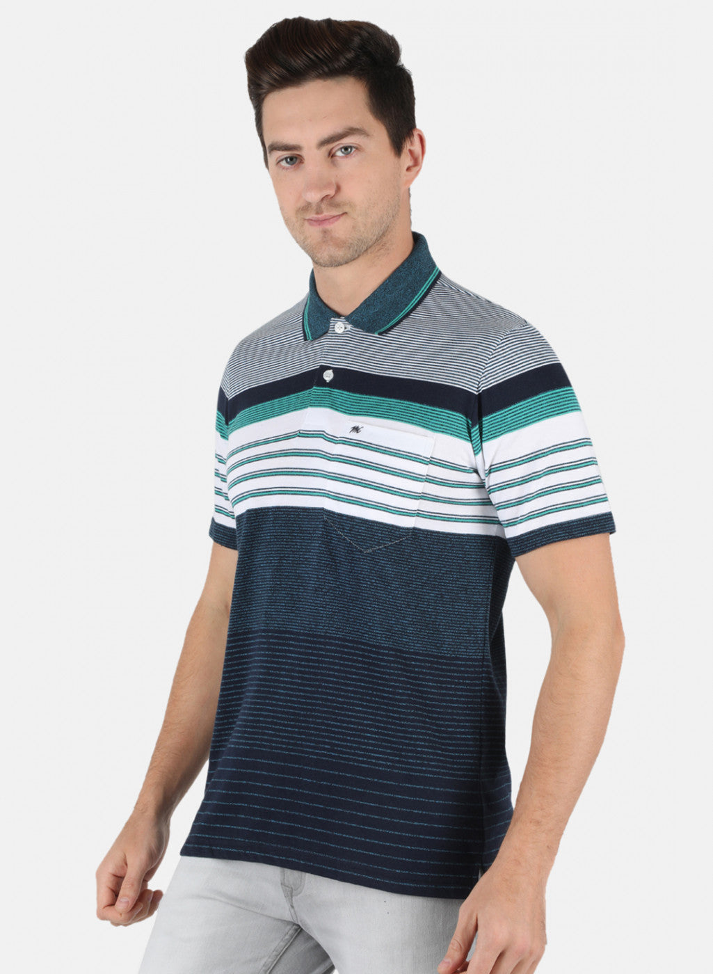 Men NAvy Blue Stripe T-Shirt