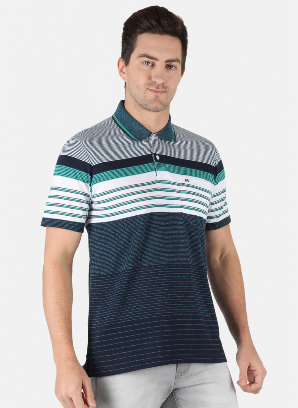 Men NAvy Blue Stripe T-Shirt