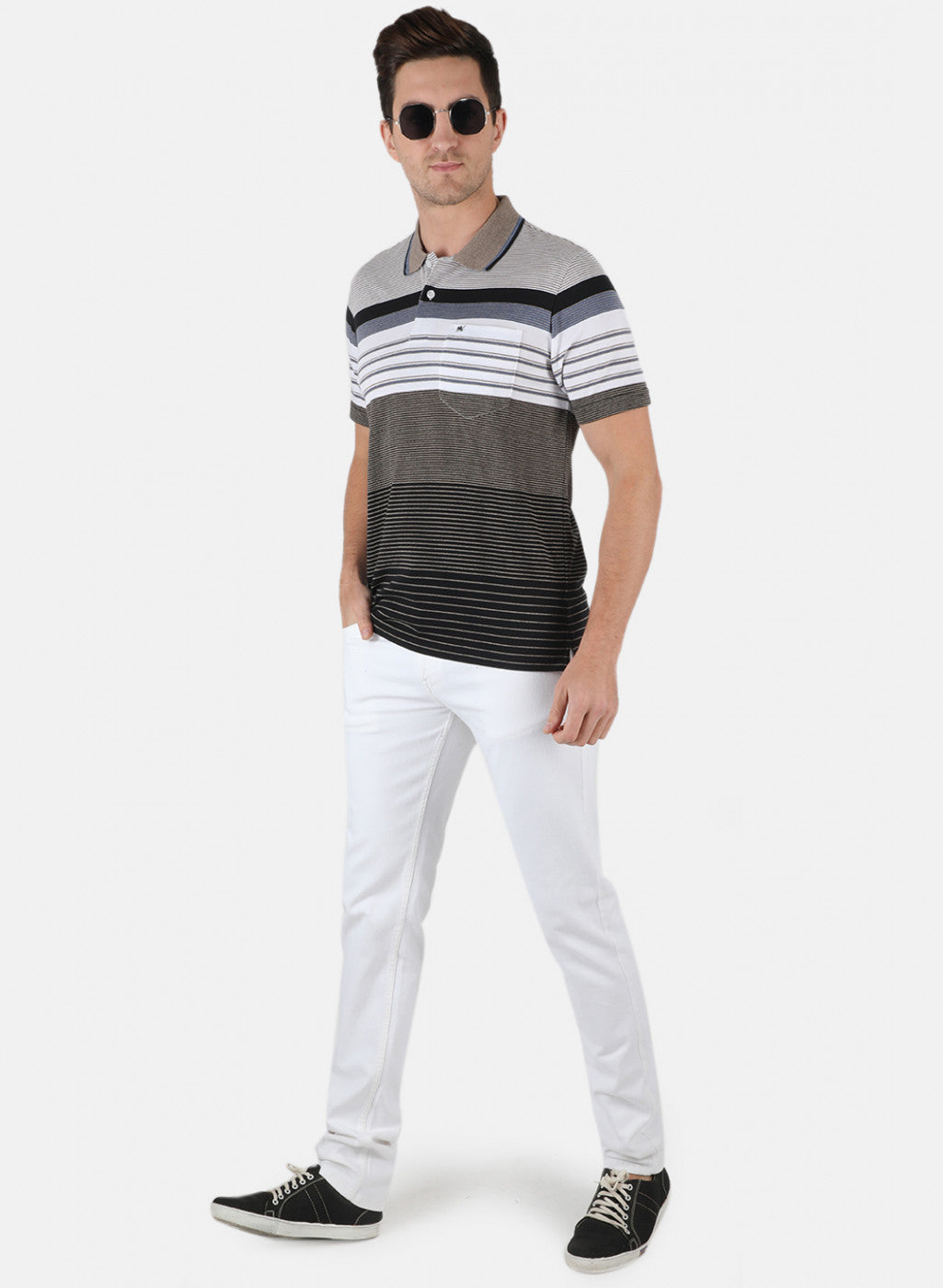 Men Brown Stripe T-Shirt