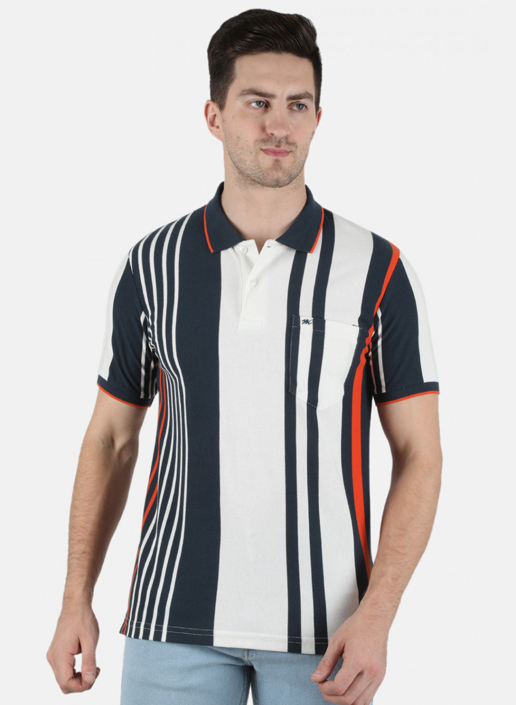 Men NAvy Blue Stripe T-Shirt