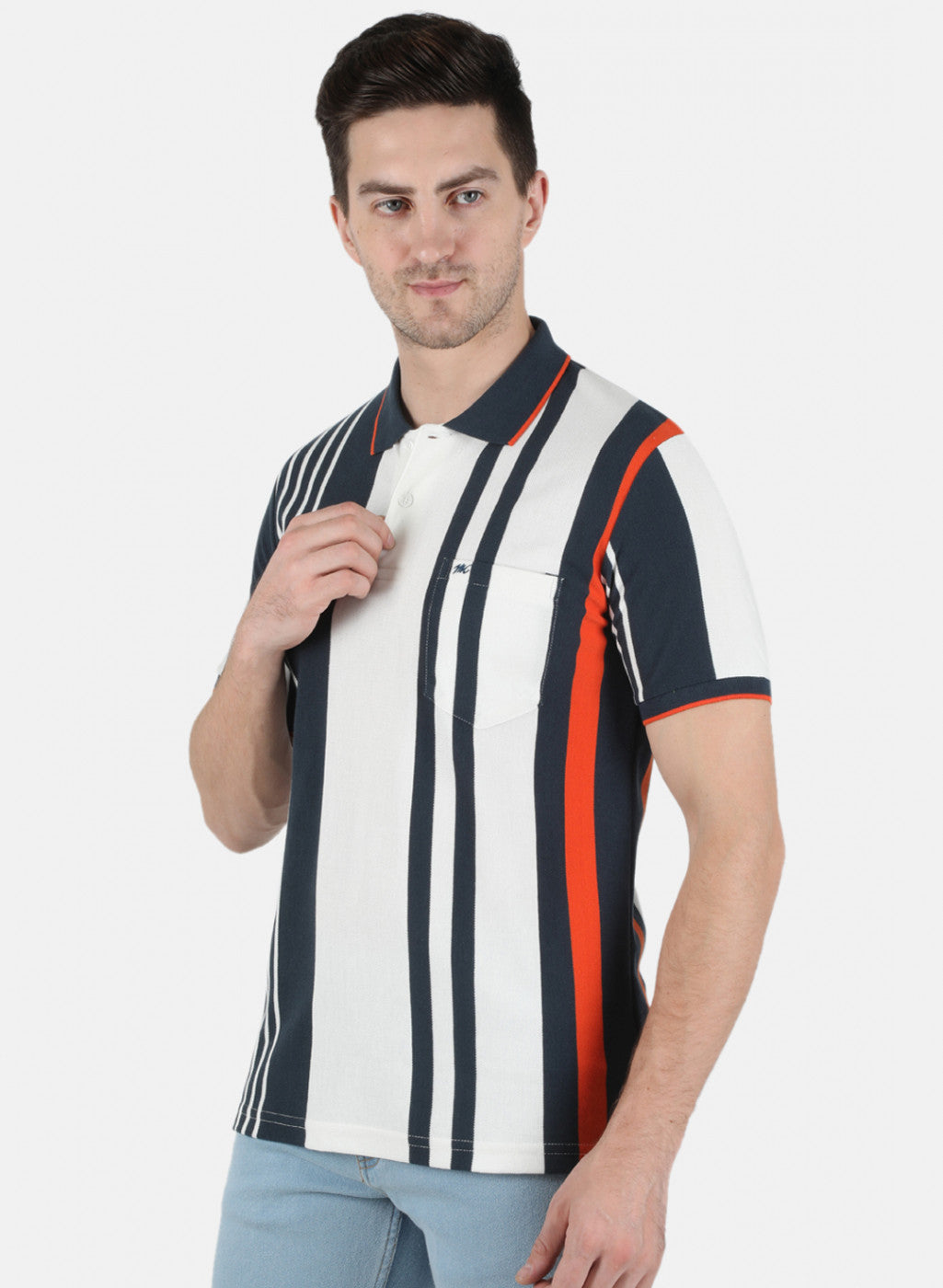 Men NAvy Blue Stripe T-Shirt