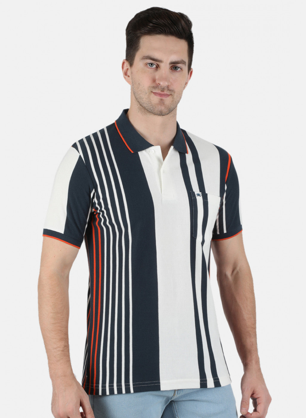 Men NAvy Blue Stripe T-Shirt