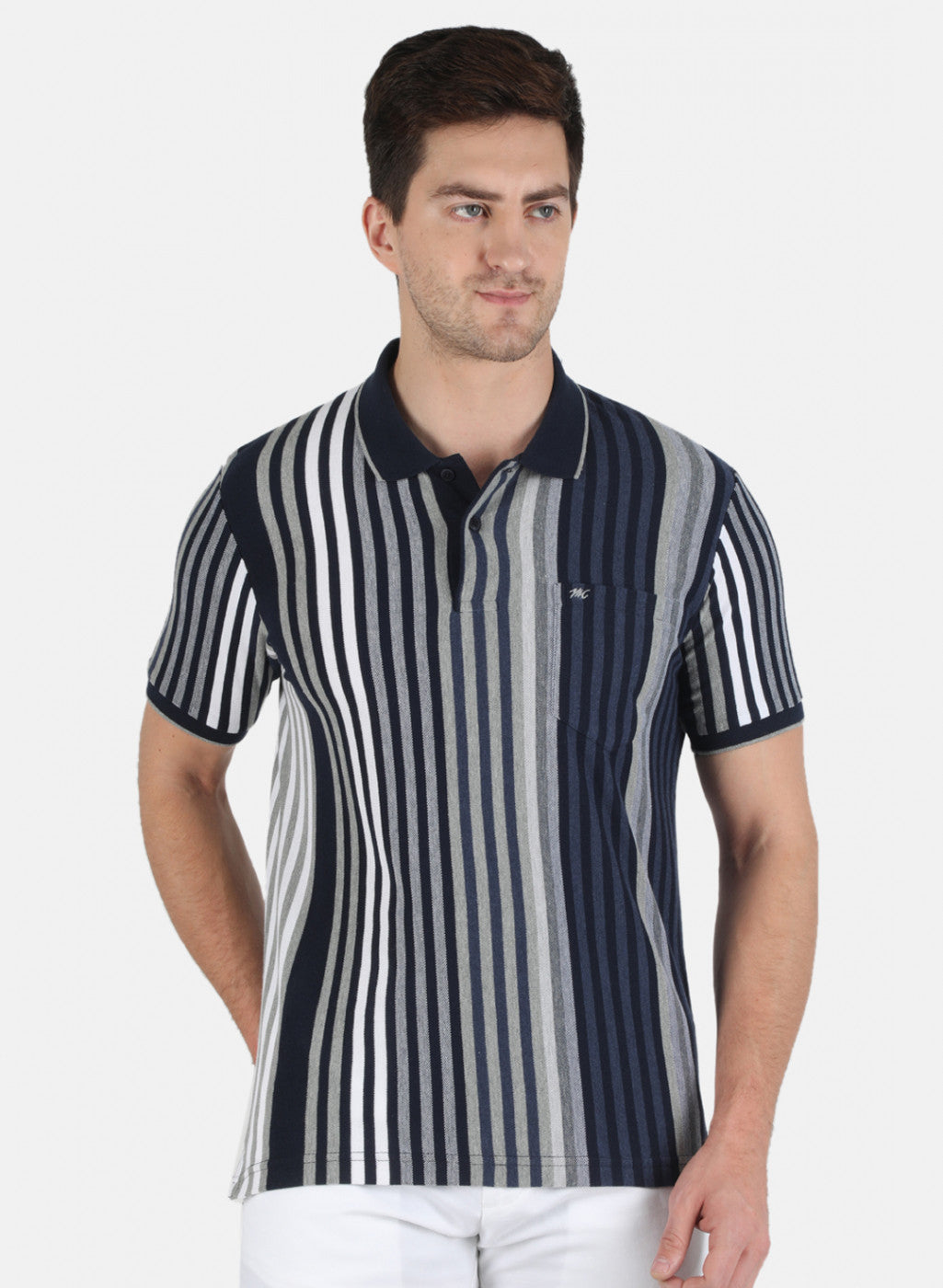 Men Grey Stripe T-Shirt