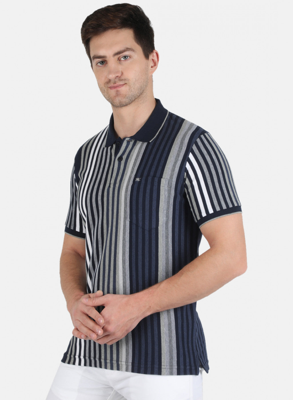 Men Grey Stripe T-Shirt