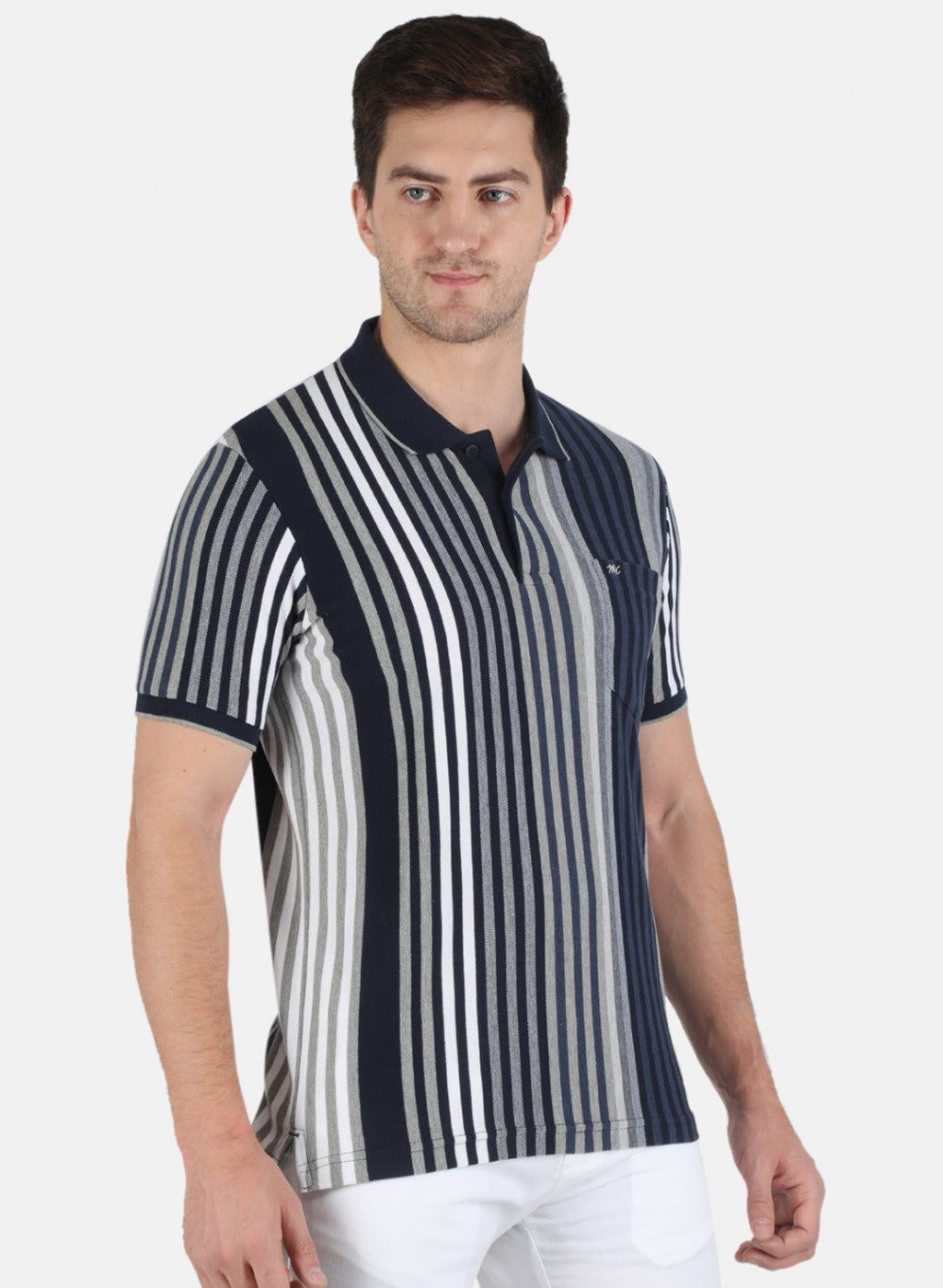 Men Grey Stripe T-Shirt