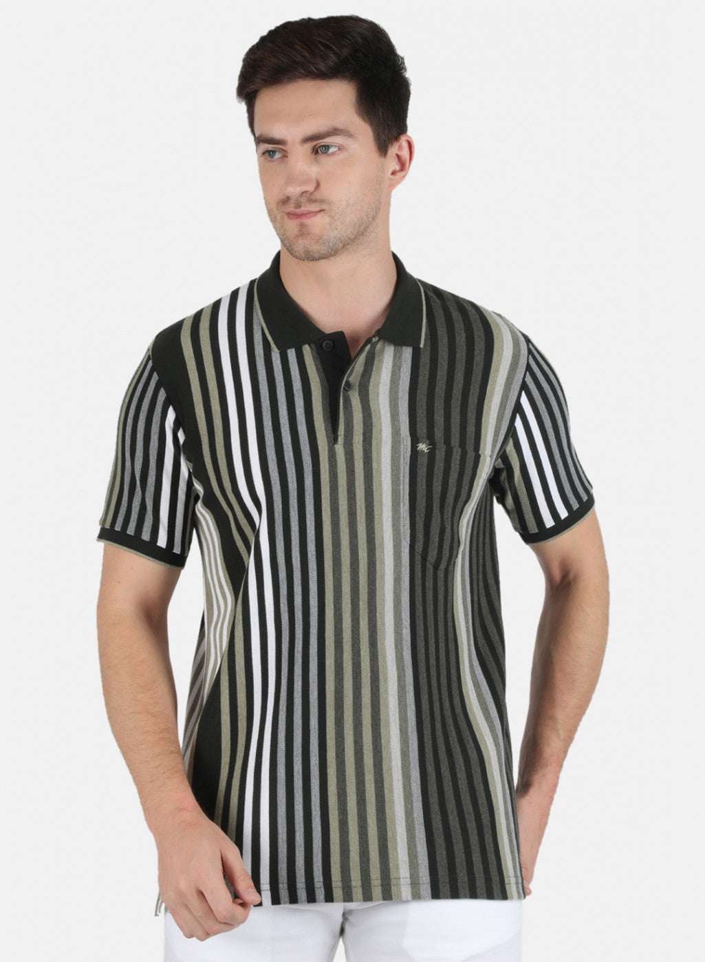 Men Olive Stripe T-Shirt