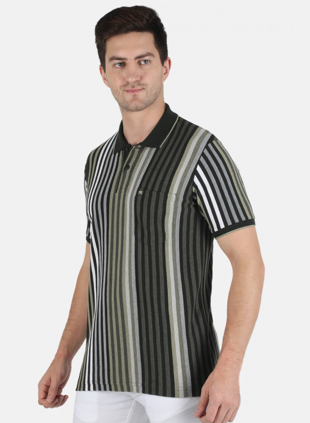 Men Olive Stripe T-Shirt