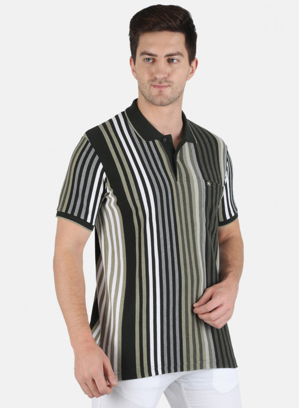 Men Olive Stripe T-Shirt