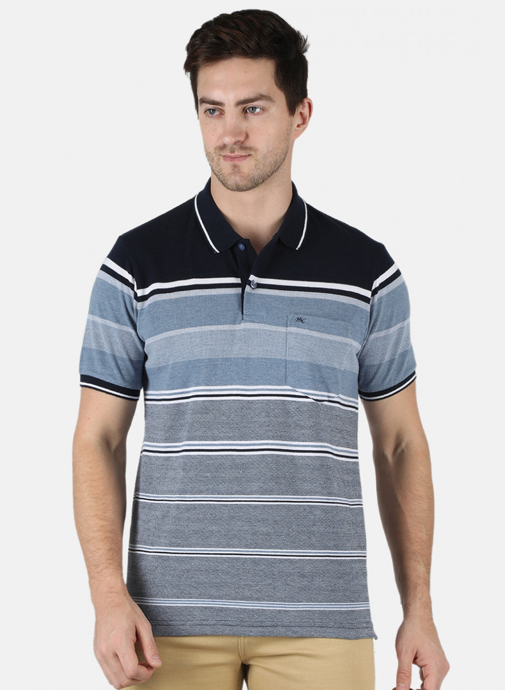 Men NAvy Blue Stripe T-Shirt