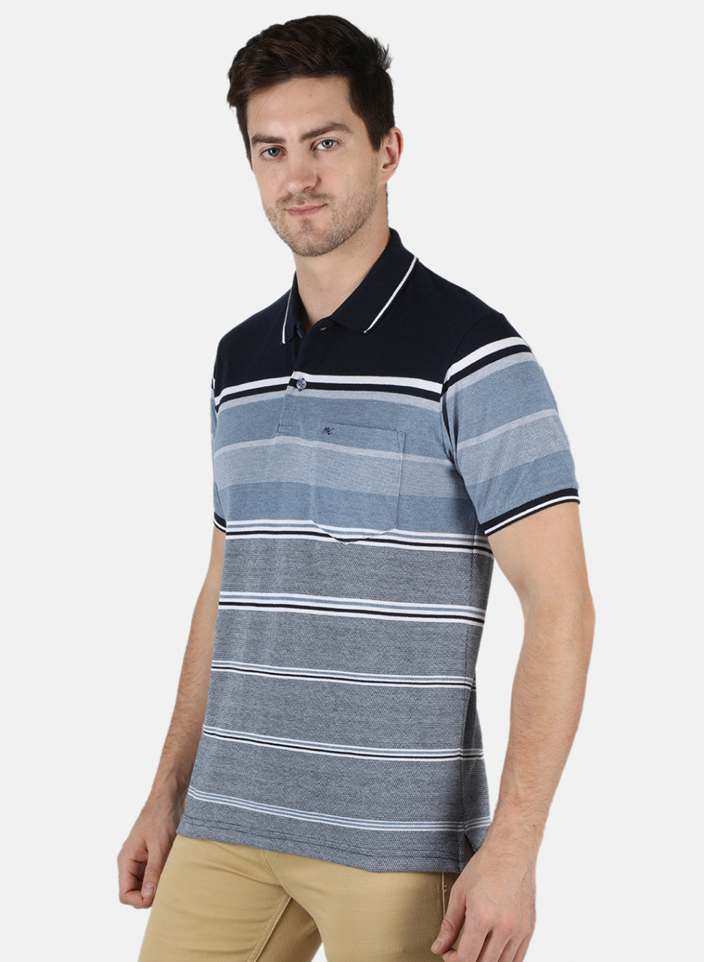 Men NAvy Blue Stripe T-Shirt