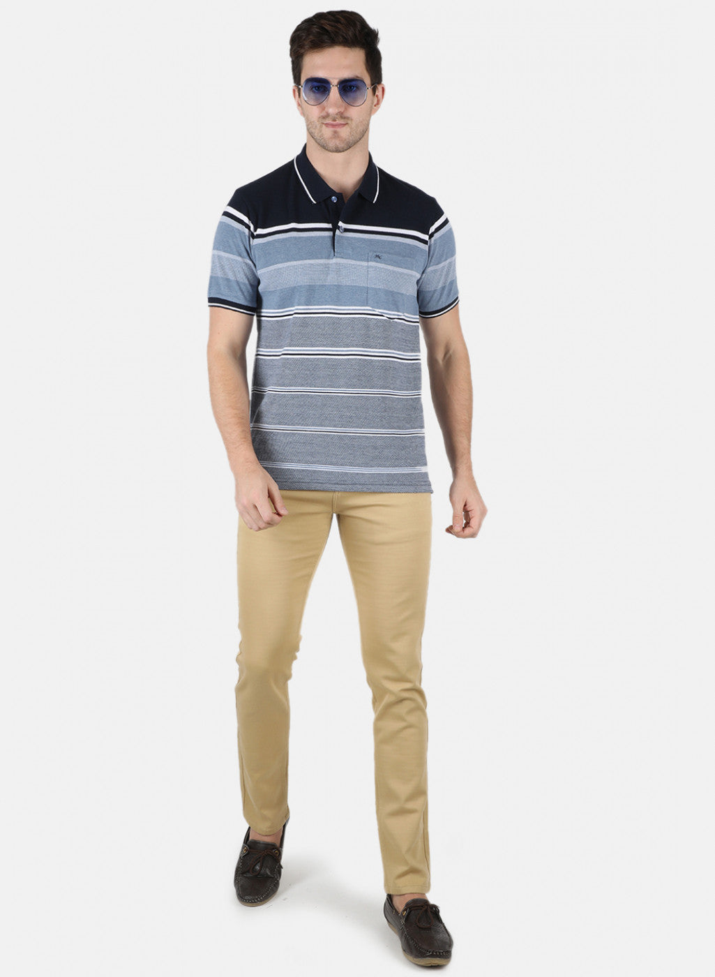 Men NAvy Blue Stripe T-Shirt