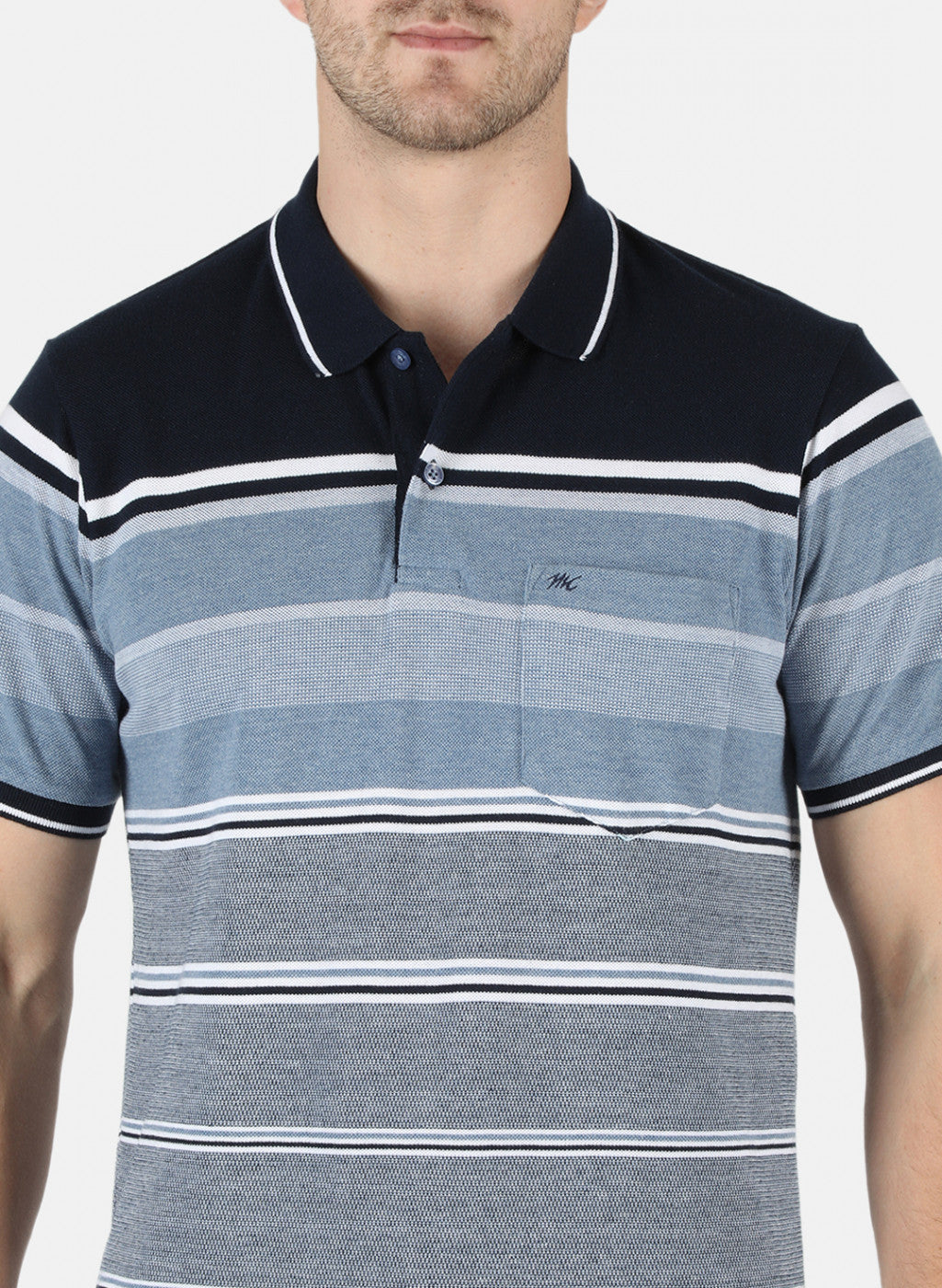 Men NAvy Blue Stripe T-Shirt