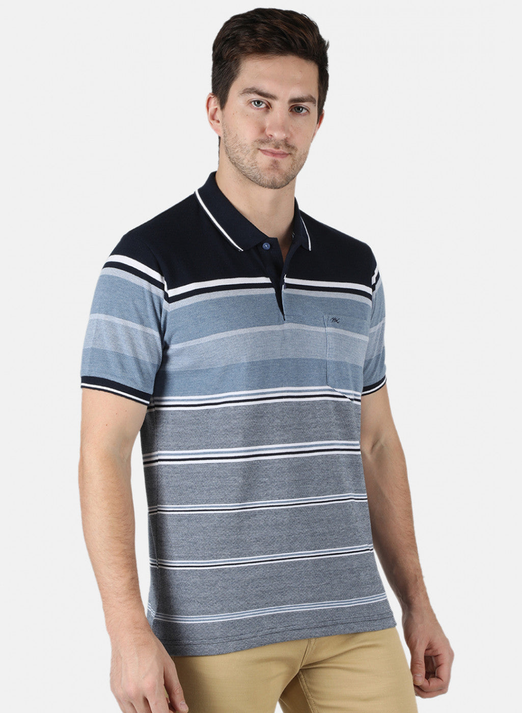 Men NAvy Blue Stripe T-Shirt