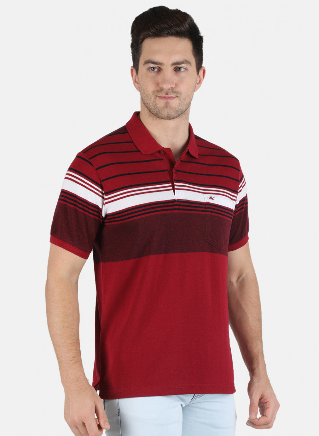 Men Maroon Stripe T-Shirt