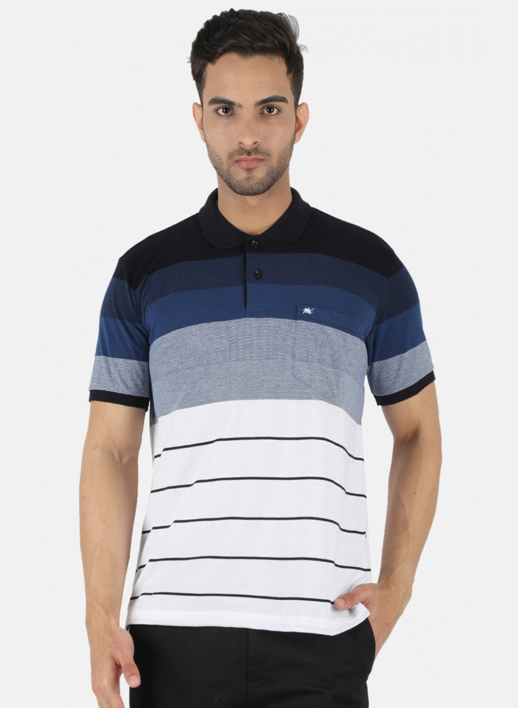 Men NAvy Blue Stripe T-Shirt